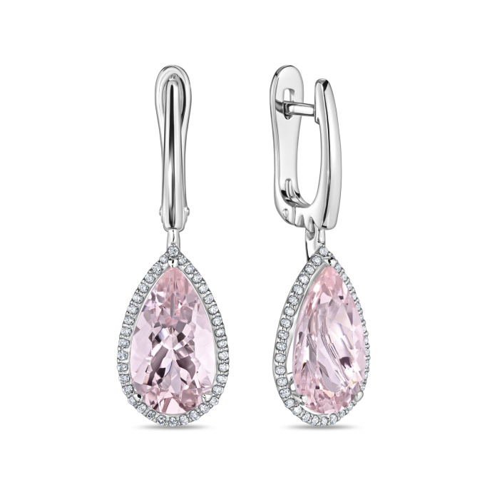 Серьги с морганитами и бриллиантами - фото 1 Серьги с морганитами и бриллиантами - фото 1