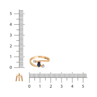 Кольцо с выращенным сапфиром и фианитом - фото 2