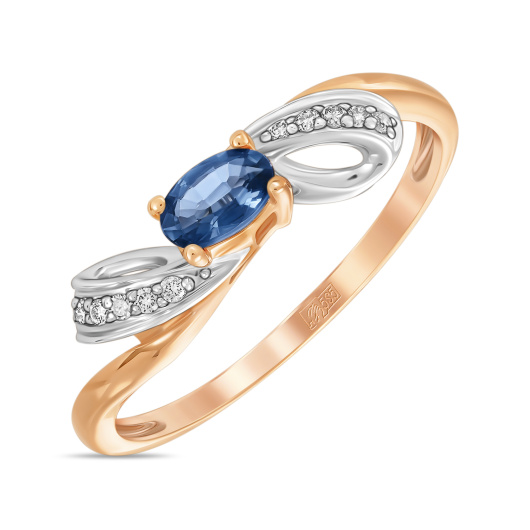 Кольцо с бриллиантами и сапфиром