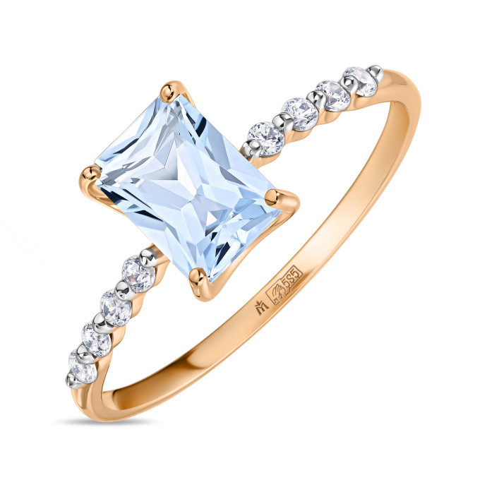 Кольцо с топазом и фианитами - фото 1