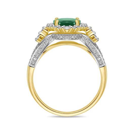 Кольцо с бриллиантами и изумрудом