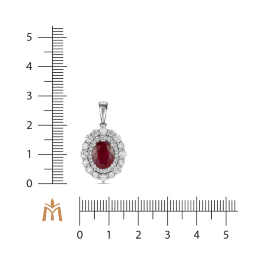 Подвеска с бриллиантами и облагороженным рубином