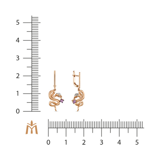 Серьги с бриллиантами и цветными сапфирами