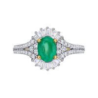 Кольцо с бриллиантами и изумрудом - фото 3