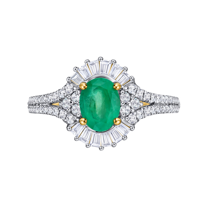 Кольцо с бриллиантами и изумрудом - фото 3