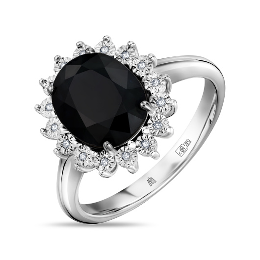 Кольцо с бриллиантами и цветными сапфирами