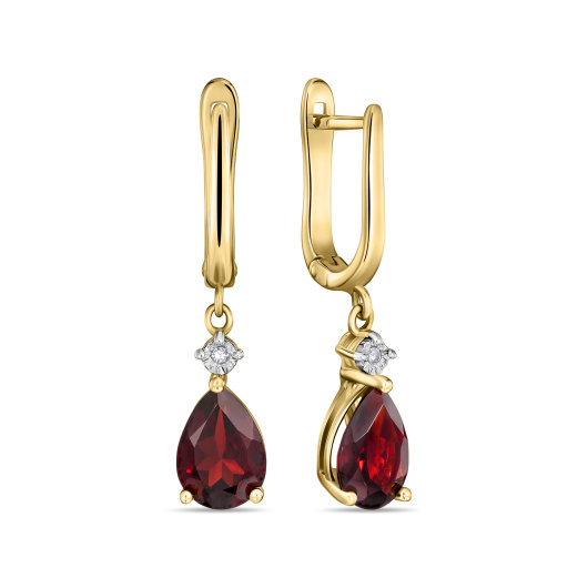 Серьги с бриллиантами и гранатами