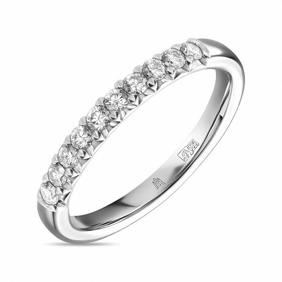 Обручальное кольцо-дорожка из белого золота с 10 бриллиантами (0,333 карат) R01-RMS-35809 - Фото 1
