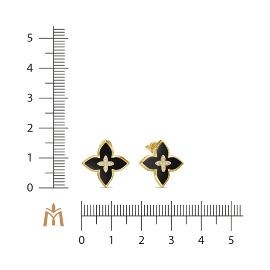Серьги с бриллиантами и ониксом
