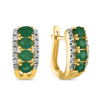 Серьги с бриллиантами и изумрудами - фото 1