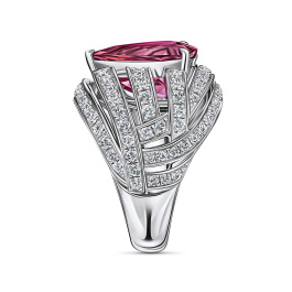 Кольцо с бриллиантами и турмалином