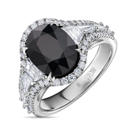 Кольцо с бриллиантами и цветными сапфирами