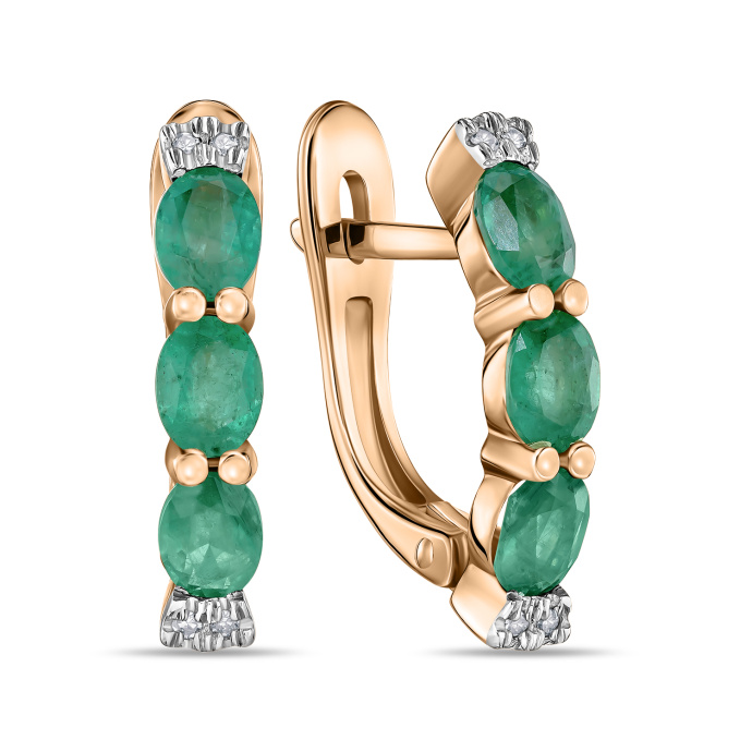 Серьги с бриллиантами и изумрудами - фото 1 Серьги с бриллиантами и изумрудами - фото 1