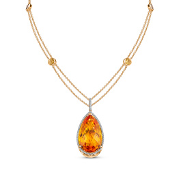 Колье с цитринами, бриллиантами и дымчатым кварцем