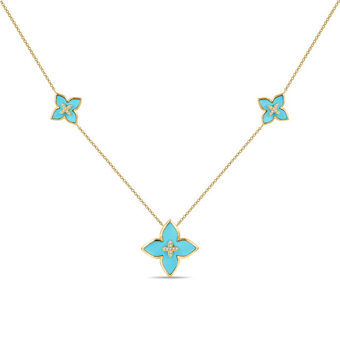 Колье с бриллиантами и бирюзой - фото 1