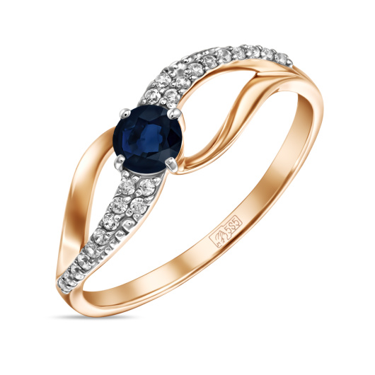 Кольцо с сапфиром и фианитом