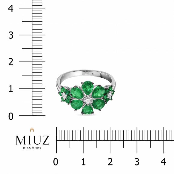 Кольцо c бриллиантами и изумрудами