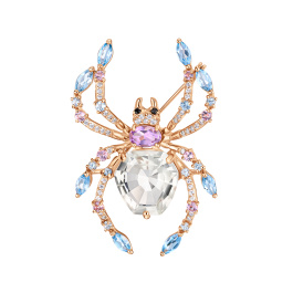 Брошь с аметистами, топазами и фианитами