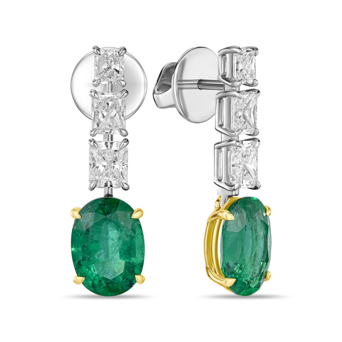Серьги с бриллиантами и изумрудами - фото 1 Серьги с бриллиантами и изумрудами - фото 1