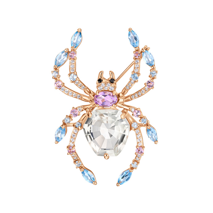 Брошь с аметистами, топазами и фианитами - фото 1