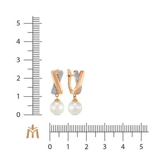 Серьги с жемчугом и фианитами