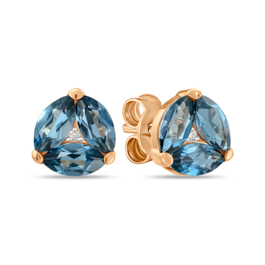 Серьги с бриллиантами и лондон топазом