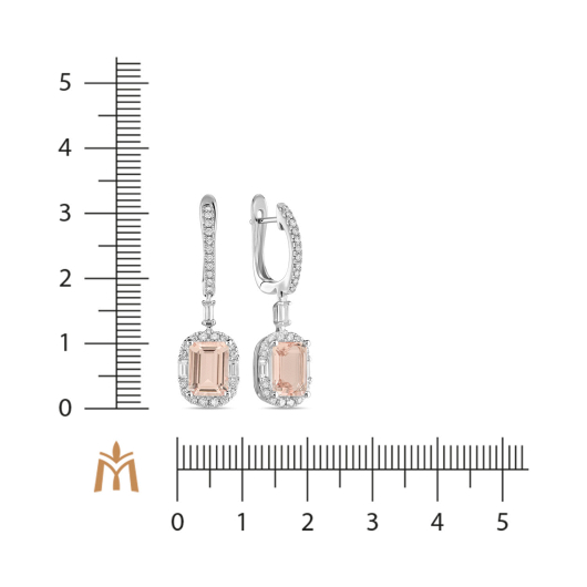 Серьги с бриллиантами и морганитами