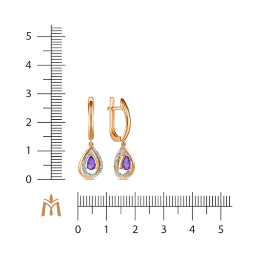 Серьги с бриллиантами и аметистами