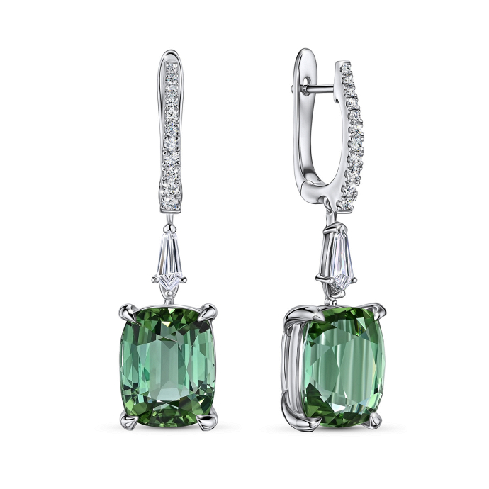 Серьги с бриллиантами и турмалинами - фото 1