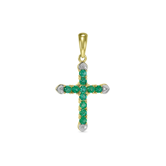 Крест с бриллиантами и изумрудами