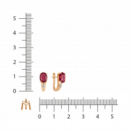 Серьги с бриллиантами и облагороженным рубином