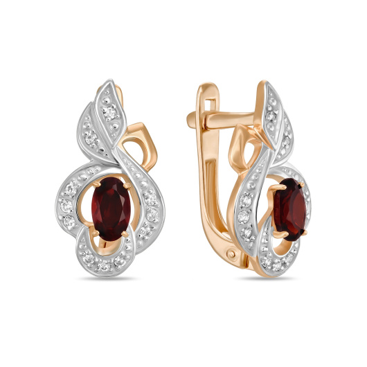 Серьги с гранатами и фианитом