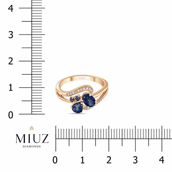 Кольцо с бриллиантами и сапфирами R97-MR17285-SA - Фото 2