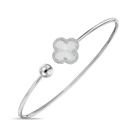 Браслет жесткий с перламутром и бриллиантами - фото 1