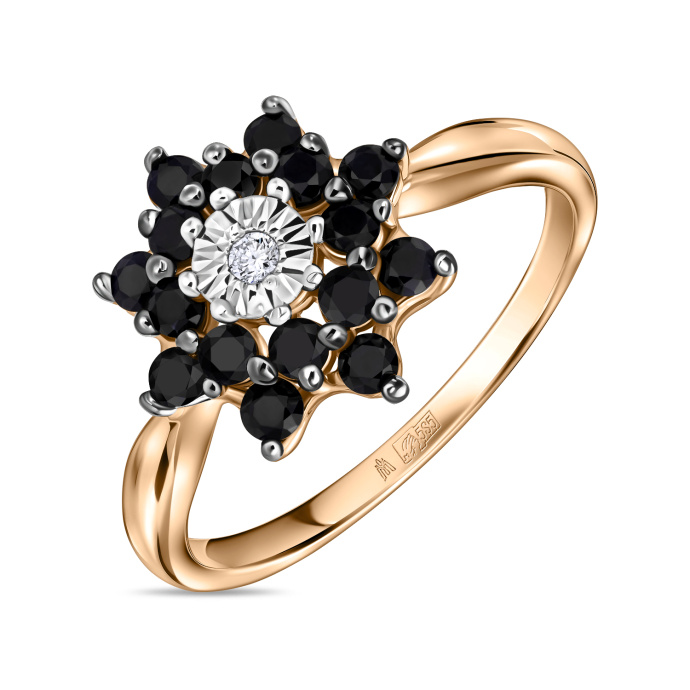 Кольцо с бриллиантом и цветными сапфирами - фото 1 Кольцо с бриллиантом и цветными сапфирами - фото 1