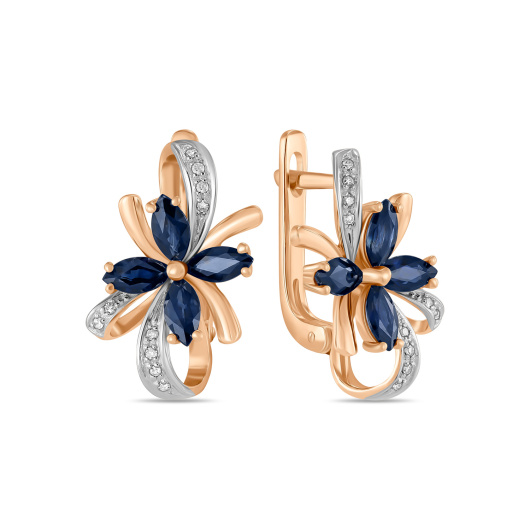 Серьги с сапфирами и бриллиантами