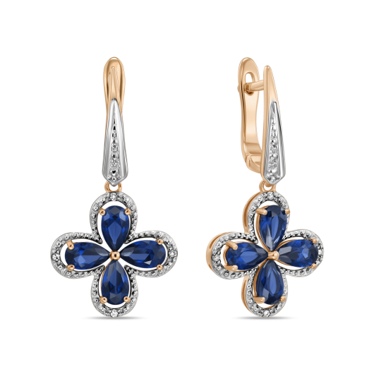 Серьги с бриллиантами и сапфиром