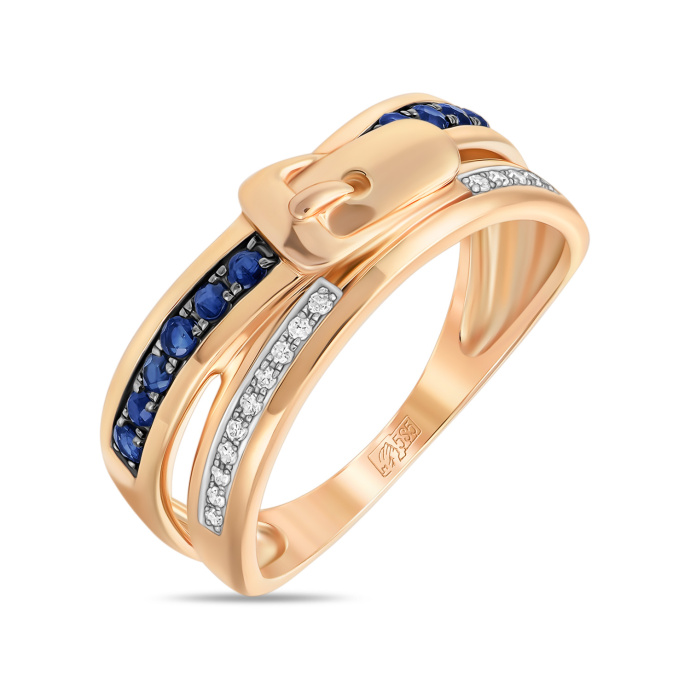 Кольцо с бриллиантами и сапфиром - фото 1