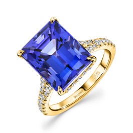 Кольцо с бриллиантами и танзанитом