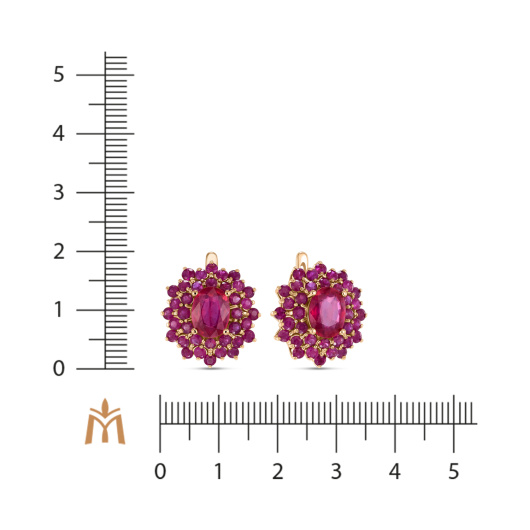 Серьги с облагороженным рубином и рубинами