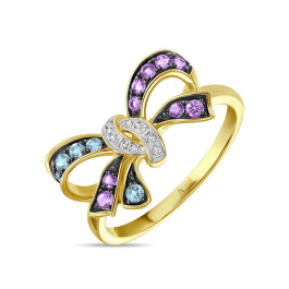 Кольцо с аметистами, топазом и бриллиантами