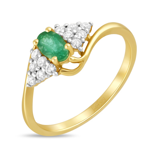 Кольцо с изумрудом и бриллиантами