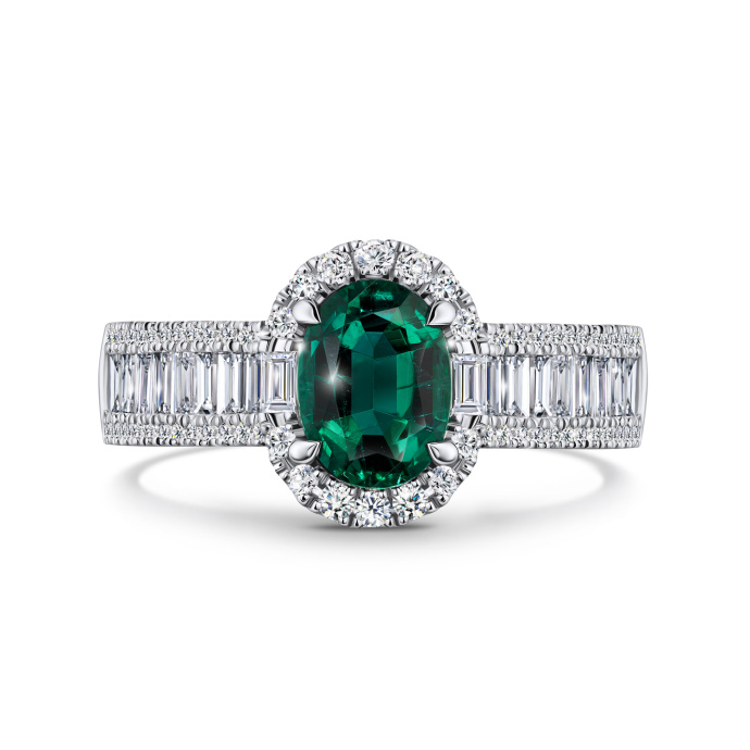 Кольцо с бриллиантами и изумрудом - фото 3