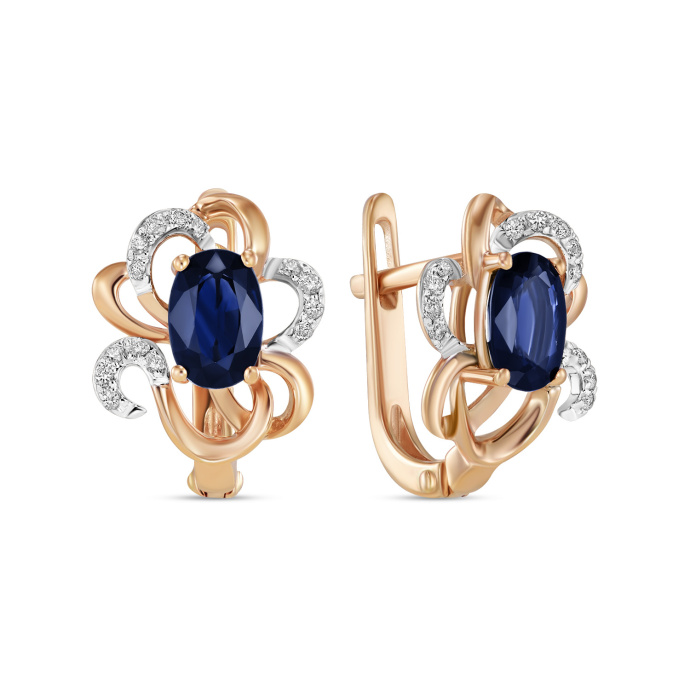 Серьги с сапфирами и бриллиантами - фото 1