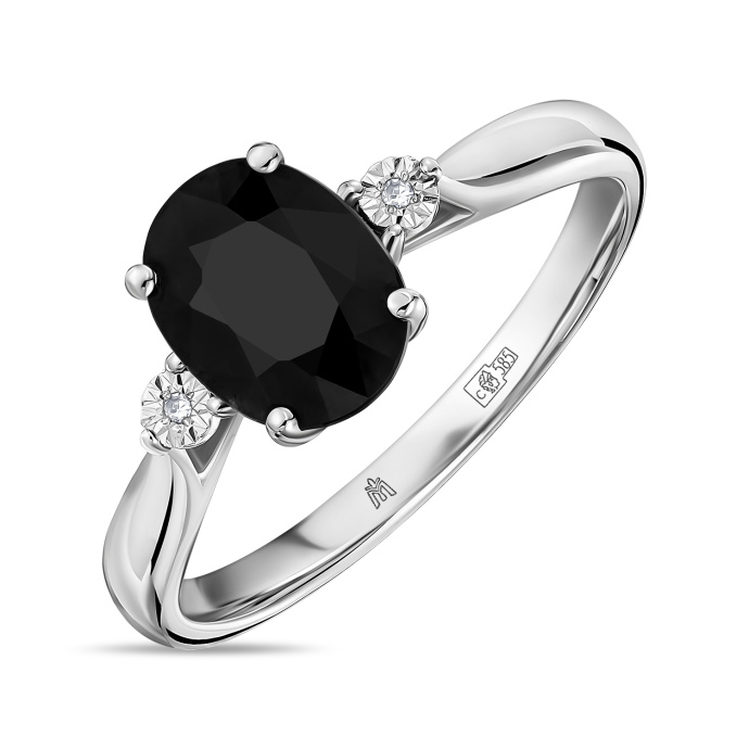 Кольцо с бриллиантами и цветными сапфирами - фото 1