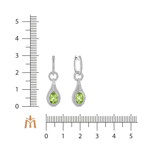 Серьги с перидотами и бриллиантами