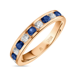 Кольцо с бриллиантами и сапфирами