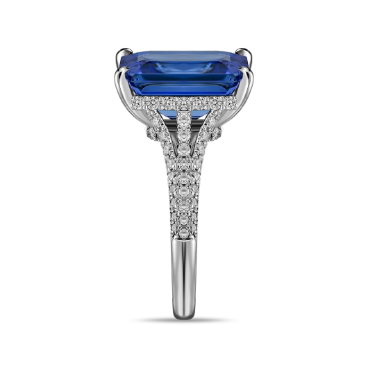 Кольцо с бриллиантами и танзанитом