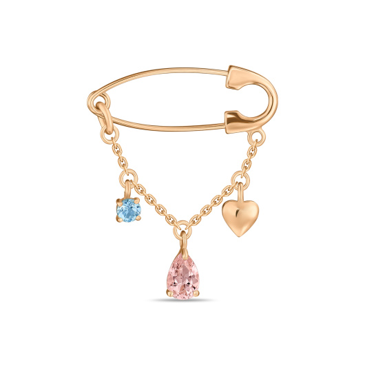 Брошь с топазом и наноситал морганитом