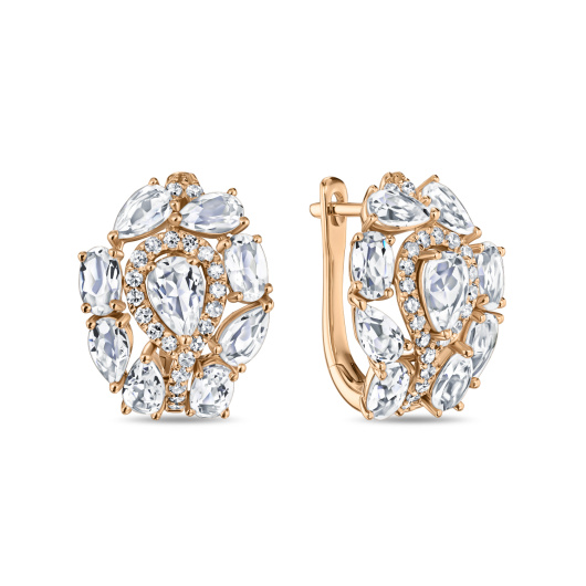 Серьги с бриллиантами и кварцем